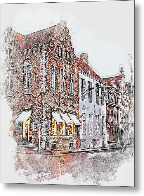 Belgium Metal Print featuring the painting Bruges, Belgium - 04 by AM FineArtPrints