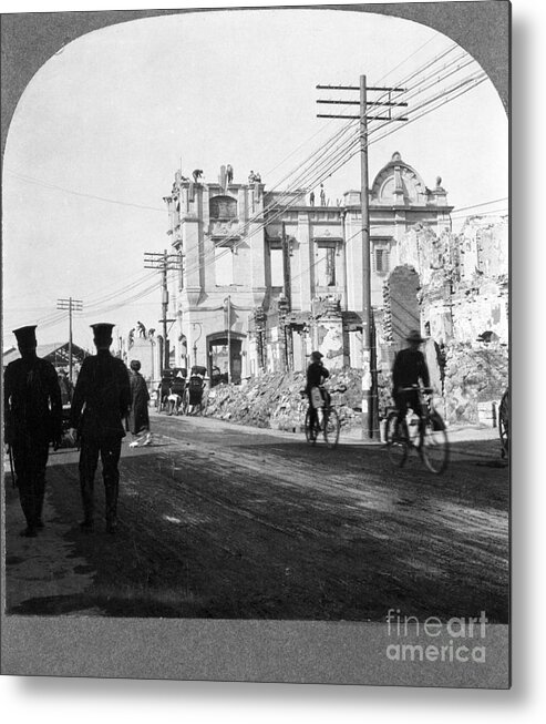 People Metal Print featuring the photograph Building Ruined By Earthquake by Bettmann