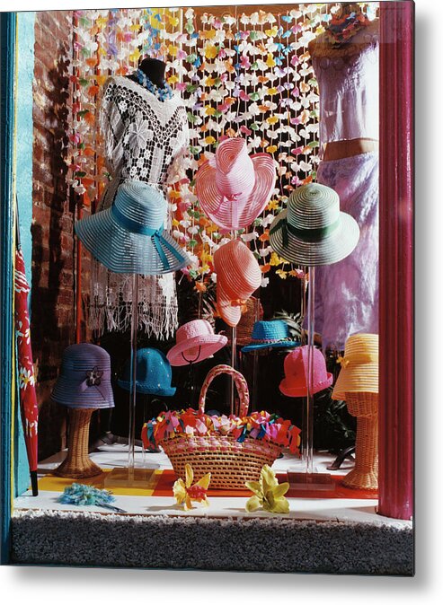 Straw Hat Metal Print featuring the photograph Clothing Store Window Display by Silvia Otte