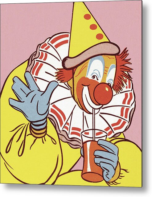 Beverage Metal Print featuring the drawing Clown Drinking by CSA Images