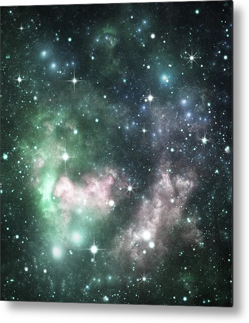 Black Color Metal Print featuring the photograph Colorful Space Galaxy Background Image by Sololos