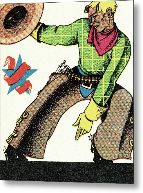 Accessories Metal Poster featuring the drawing Cowboy Wearing Chaps by CSA Images