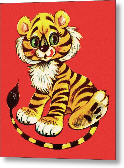 Animal Metal Poster featuring the drawing Cute Young Tiger by CSA Images