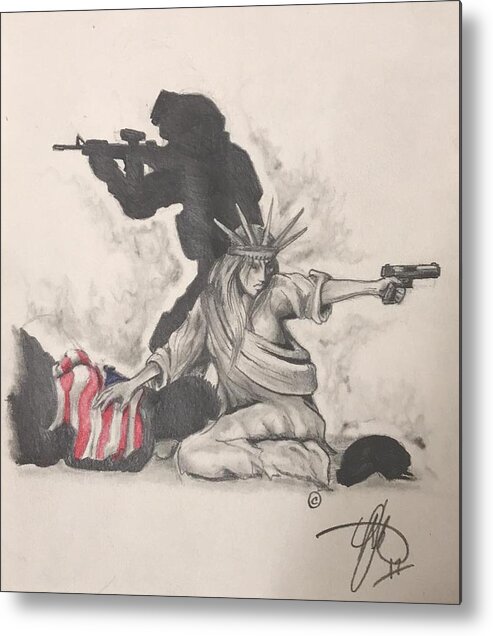 Liberty Metal Print featuring the drawing Fighting for Liberty by Howard King