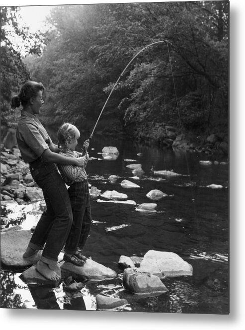 Pole Metal Print featuring the photograph Fishing For Fun by Hulton Archive