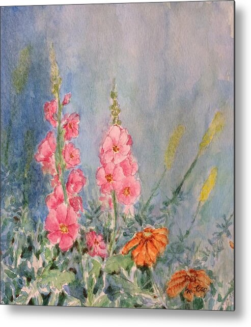 Framed Prints Metal Print featuring the painting Flowers in my garden by Milly Tseng