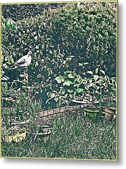 Lise Winne Metal Print featuring the tapestry - textile Garden Pigeon, Abbie Shores FAA Challenge 19 by Lise Winne