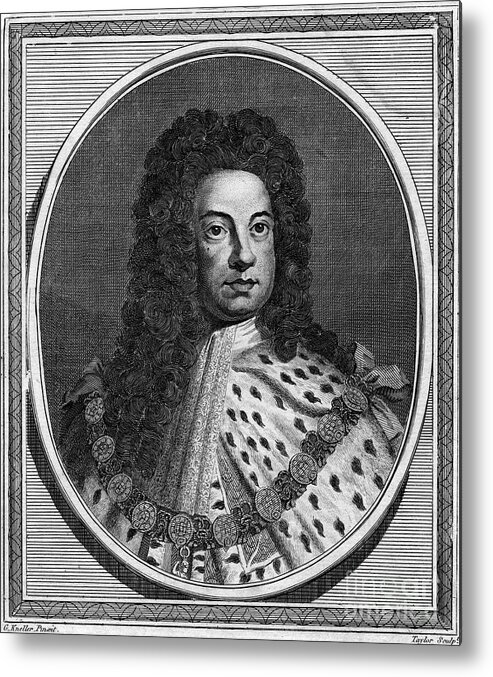 Engraving Metal Print featuring the drawing George I Of Great Britain, 18th by Print Collector