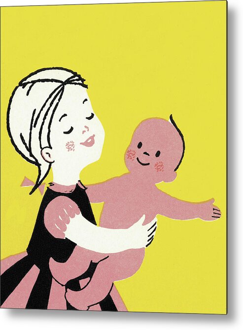 Baby Metal Print featuring the drawing Girl With Doll by CSA Images