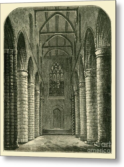 Engraving Metal Print featuring the drawing Interior Of The Abbey Nave by Print Collector