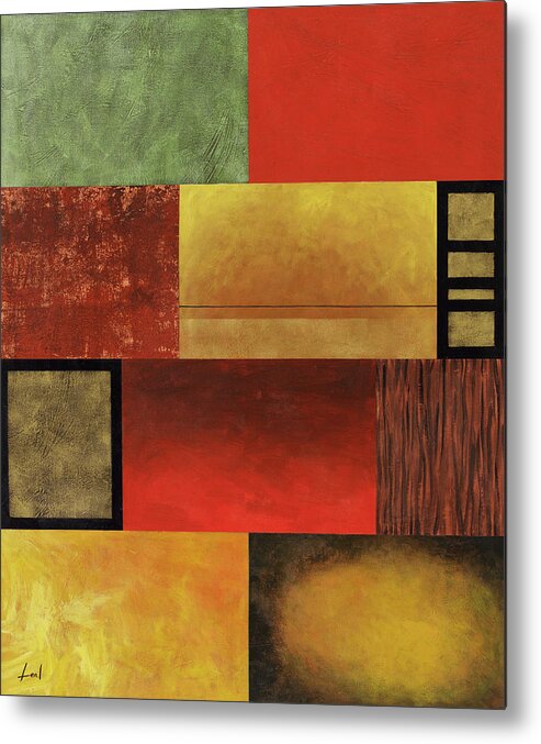 Various Sized Squares In A Pattern Metal Print featuring the mixed media L35 by Pablo Esteban