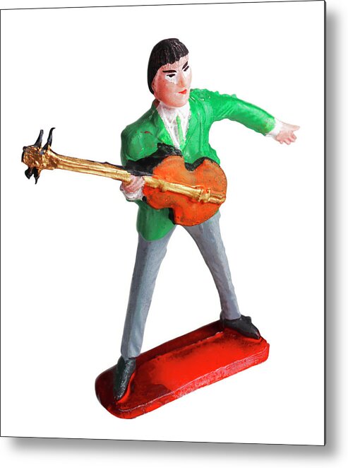 Adult Metal Print featuring the drawing Man Playing Violin Shaped Guitar by CSA Images