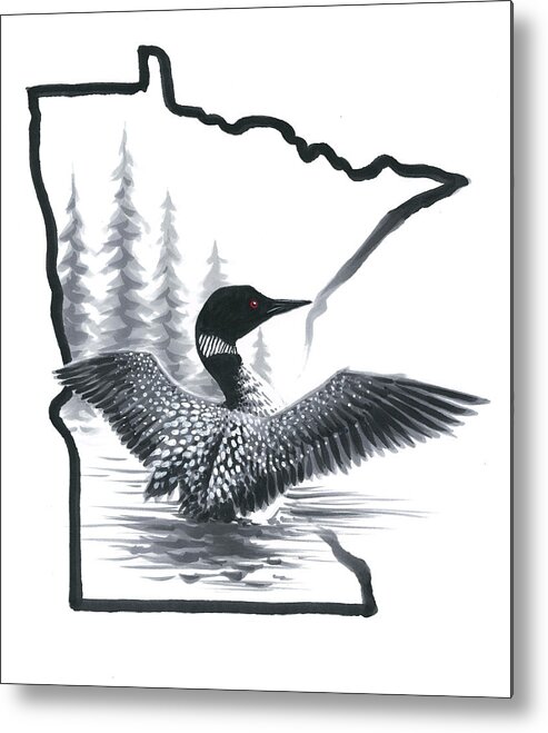 Minnesota Loon Metal Print featuring the painting Minnesota Loon by Chuck Black