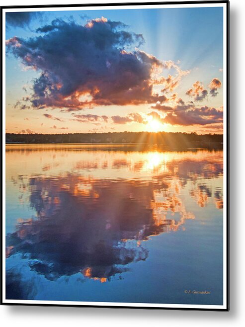 Crepuscular Rays Metal Print featuring the photograph Mountain Lake Sunset, Crepuscular Rays by A Macarthur Gurmankin