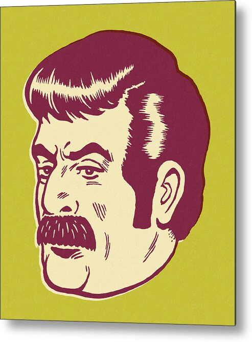 Adult Metal Poster featuring the drawing Mustache Man on Green Background by CSA Images