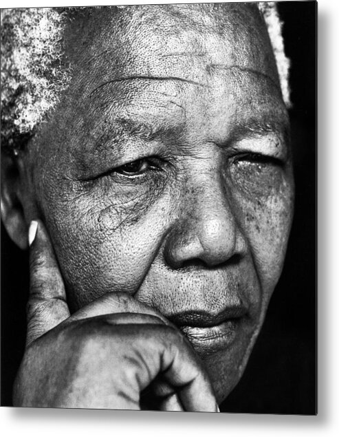 Nelson Mandela Metal Print featuring the photograph Nelson Mandela by Movie Star News