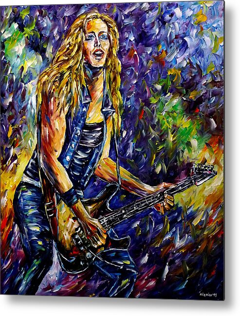 I Love Nita Strauss Metal Print featuring the painting Rock Guitarist by Mirek Kuzniar