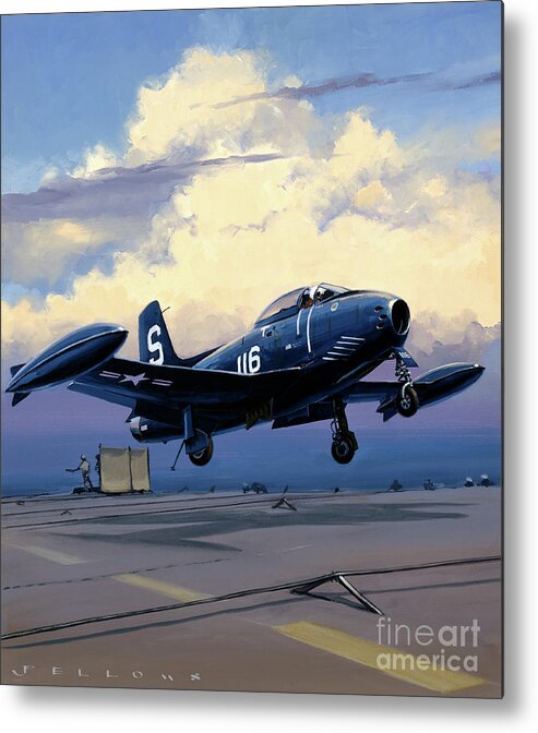 Military Aircraft Metal Print featuring the painting North American FJ-1 Fury by Jack Fellows