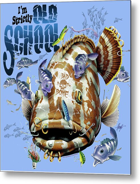 Old School Grouper Metal Print featuring the painting Old School Grouper by James Mazzotta