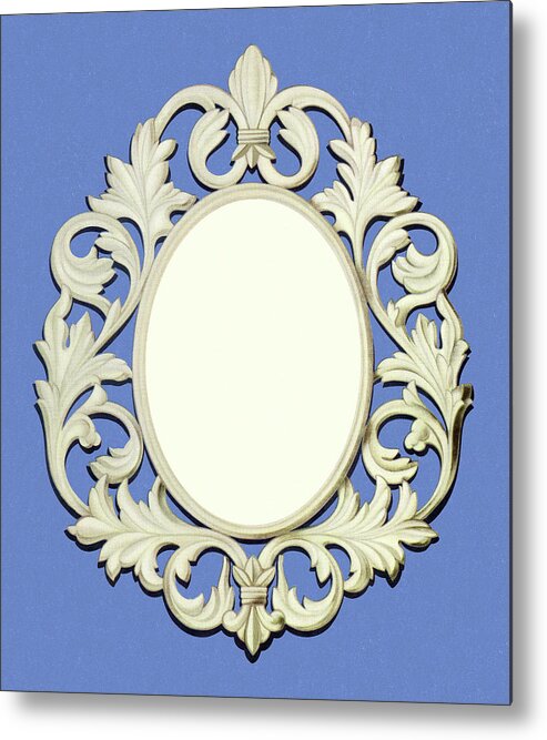 Blue Metal Print featuring the drawing Ornate Mirror by CSA Images