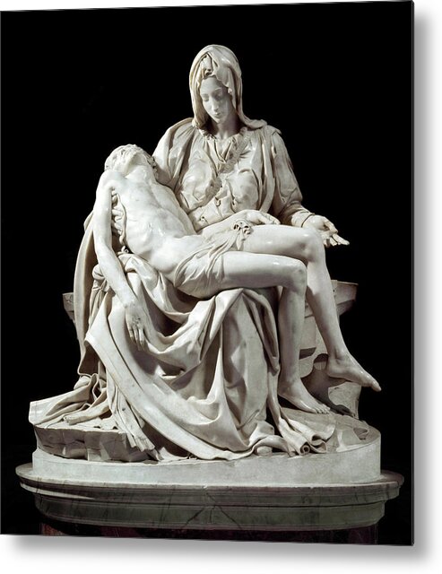 Mary Metal Print featuring the photograph Pieta Marble Sculpture By Michelangelo Buonarroti by Unknown
