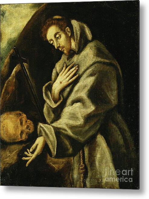 16th Century Metal Print featuring the painting Saint Francis In Meditation by El Greco