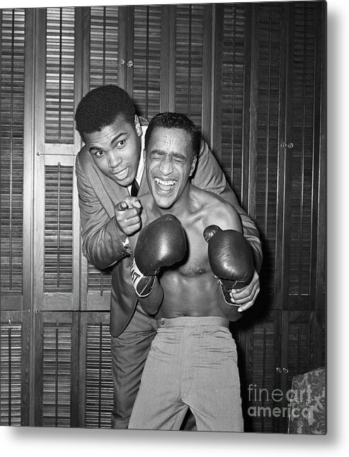 Following Metal Print featuring the photograph Sammy Davis And Cassius Clay by Bettmann