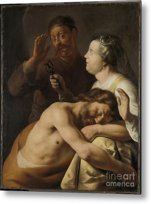 Jan The Elder Lievens Metal Print featuring the painting Samson And Delilah, 1630-35 (oil On Canvas) by Jan The Elder Lievens