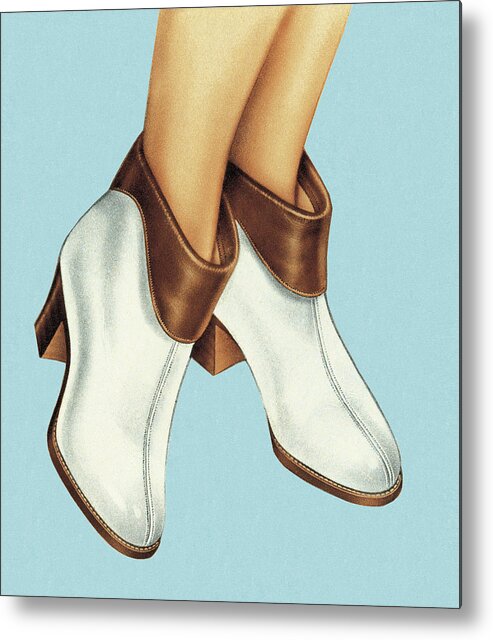 Blue Background Metal Print featuring the drawing Shoe modeling by CSA Images