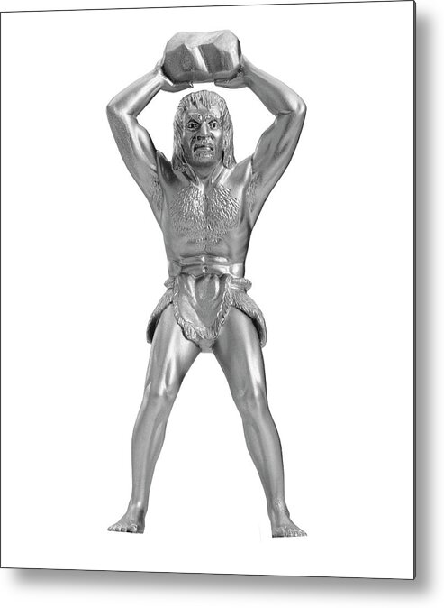 Adult Metal Print featuring the drawing Silver Statue of a Primitive Man by CSA Images