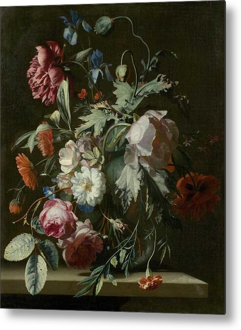 Flower Metal Print featuring the painting Simon Pietersz Verelst 1633-1721, Floral Still Life by Simon Pietersz Verelst