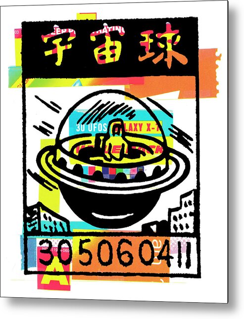 Asian Metal Print featuring the drawing Space Ship Make Ready with Asian Lettering by CSA Images