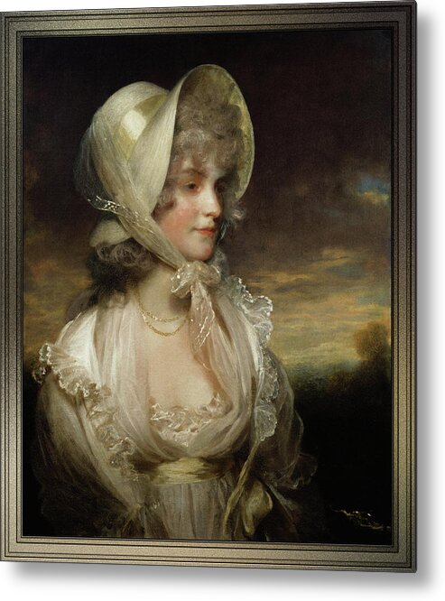 The Honorable Lucy Byng Metal Print featuring the painting The Honerable Lucy Byng by John Hoppner by Rolando Burbon