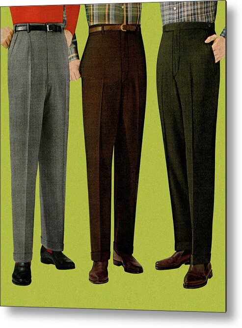 Adult Metal Poster featuring the drawing Three Men Wearing Slacks by CSA Images