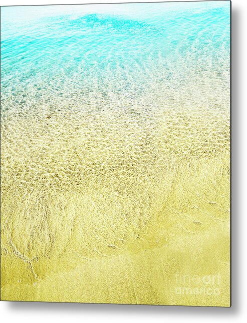 Sea Metal Print featuring the photograph Top view of sea water and sand texture image. by Jelena Jovanovic