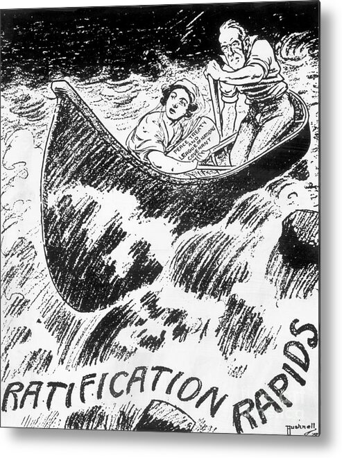 People Metal Print featuring the photograph Versailles Treaty Political Cartoon by Bettmann