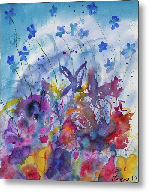 Colorful Metal Print featuring the painting Watercolor - Colorful Flower Abstract by Cascade Colors