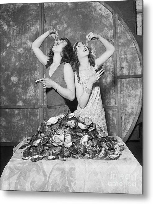 Oyster Metal Print featuring the photograph Winners Of The Oyster Eating Contest by Bettmann