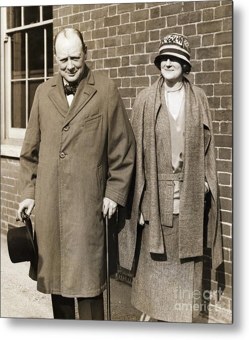 People Metal Print featuring the photograph Winston Churchill And His Wife by Bettmann