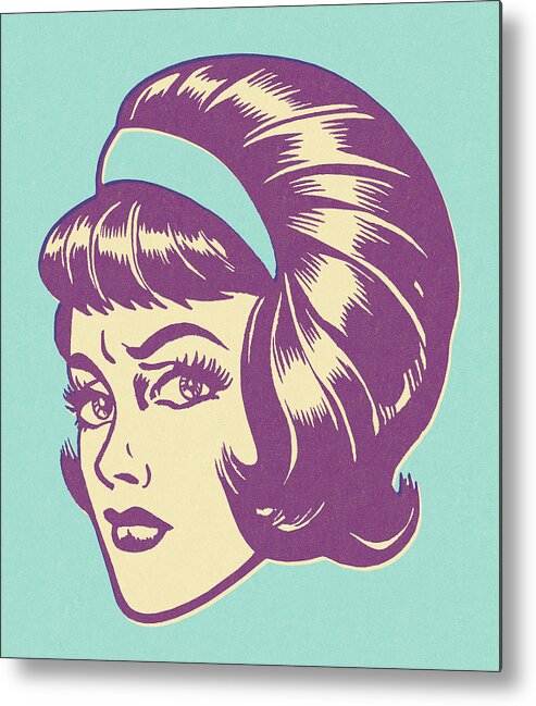 Adult Metal Poster featuring the drawing Worried Woman Wearing Headband by CSA Images