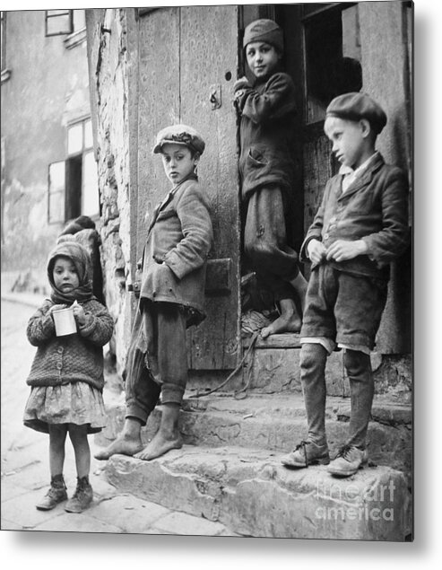 People Metal Print featuring the photograph Young Famished Slovakians On Street by Bettmann