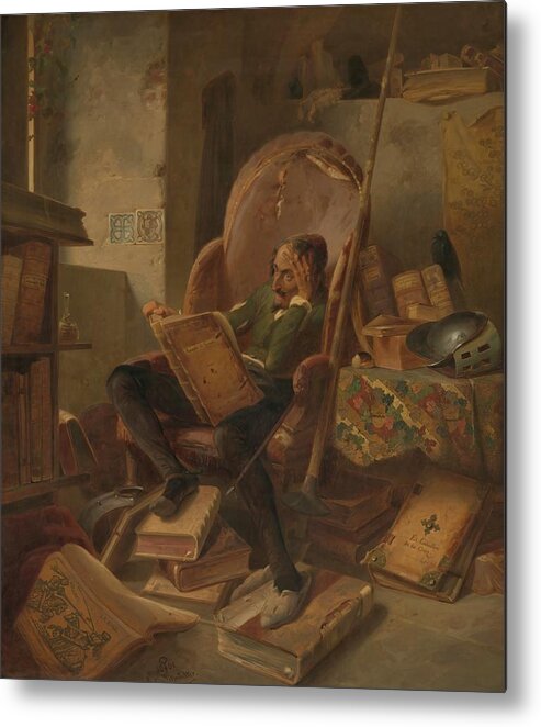 Don Quixote Metal Print featuring the painting Don Quixote in His Study #1 by Adolph Schrodter