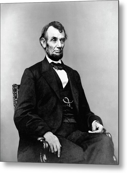 Abraham Lincoln Metal Print featuring the photograph President Lincoln #4 by War Is Hell Store