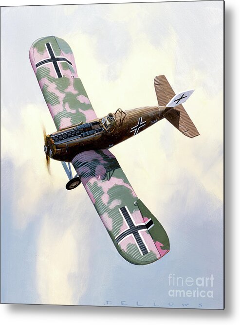 Aircraft Metal Print featuring the painting Junkers J-1 Blechesel by Jack Fellows