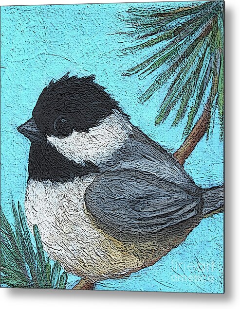 Bird Metal Print featuring the painting 33 Chickadee by Victoria Page
