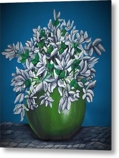 Still Life Metal Print featuring the painting Still life with flowers #4 by Tara Krishna