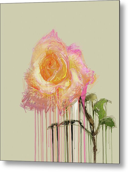 Rose Metal Print featuring the mixed media A Rose By Any Other Name - Cream by BFA Prints