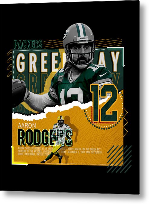 Football Metal Print featuring the digital art Aaron Rodgers Football Paper Poster Packers by Kelvin Kent