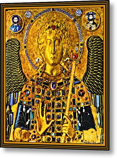 Medieval Metal Print featuring the painting Medieval Byzantine Golden Archangel Saint Michael 10th Century AD by Peter Ogden