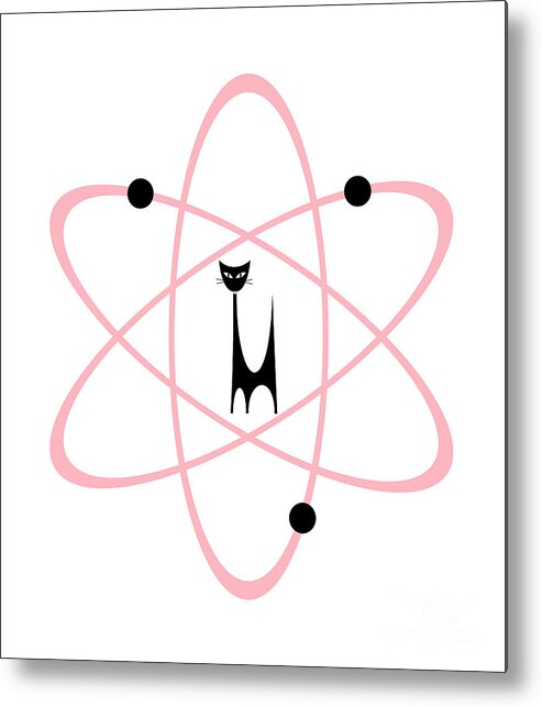 Atomic Cat Metal Print featuring the digital art Atom Cat in Pink Transparent Background by Donna Mibus
